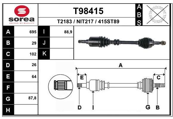 EAI Приводной вал T98415