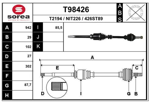 EAI Приводной вал T98426