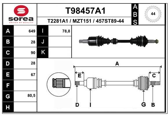 EAI Приводной вал T98457A1