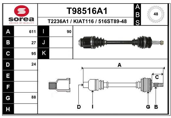 EAI kardaninis velenas T98516A1