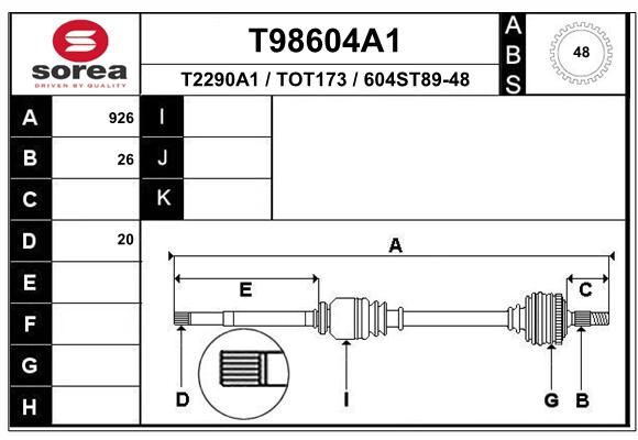 EAI Приводной вал T98604A1