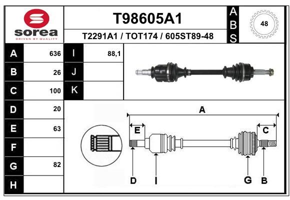 EAI kardaninis velenas T98605A1