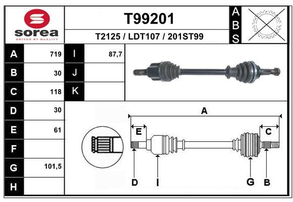 EAI Приводной вал T99201