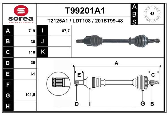 EAI Приводной вал T99201A1