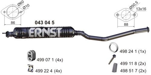 ERNST Средний глушитель выхлопных газов 043045