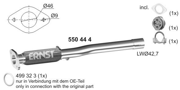 ERNST Гофрированная труба, выхлопная система 550444
