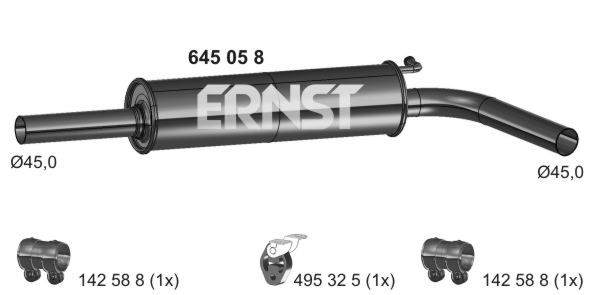 ERNST Средний глушитель выхлопных газов 645058