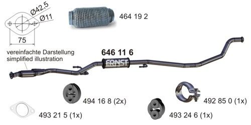 ERNST Средний глушитель выхлопных газов 646116