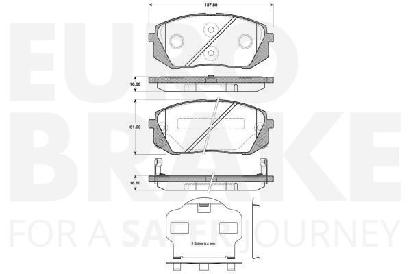 EUROBRAKE Комплект тормозных колодок, дисковый тормоз 5502223430