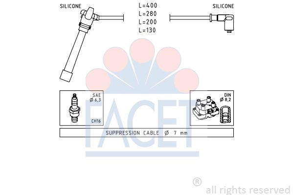 FACET Комплект проводов зажигания 4.9504