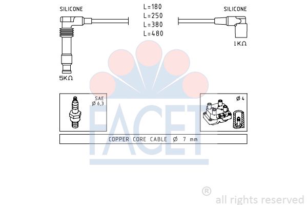 FACET Комплект проводов зажигания 4.9677