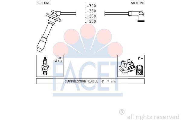 FACET Комплект проводов зажигания 4.9878