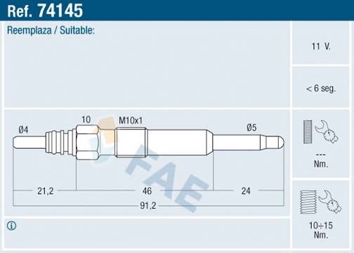 FAE Свеча накаливания 74145