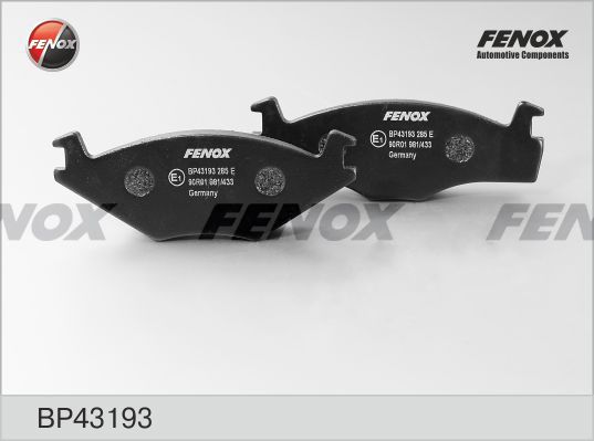 FENOX stabdžių trinkelių rinkinys, diskinis stabdys BP43193