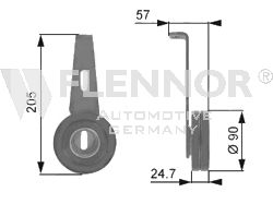 FLENNOR įtempiklio skriemulys, V formos rumbuotas diržas FS22910