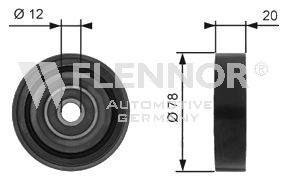 FLENNOR įtempiklio skriemulys, V formos rumbuotas diržas FS99401