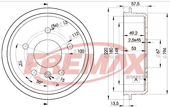 FREMAX stabdžių būgnas BD-0114