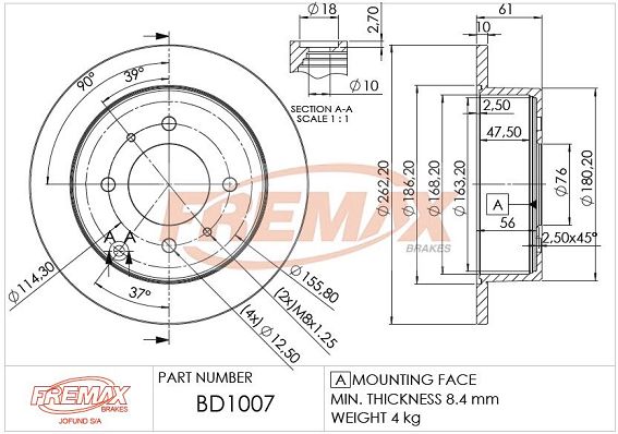 FREMAX stabdžių diskas BD-1007