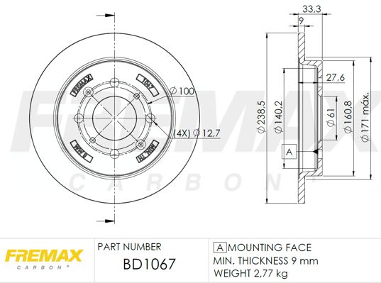 FREMAX stabdžių diskas BD-1067