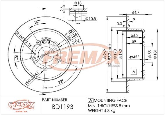 FREMAX stabdžių diskas BD-1193