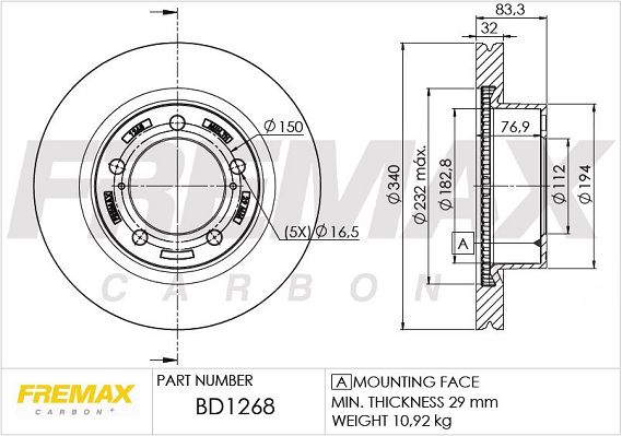 FREMAX stabdžių diskas BD-1268