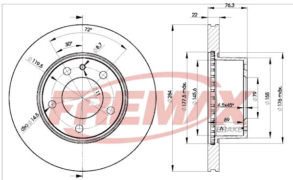 FREMAX stabdžių diskas BD-1656