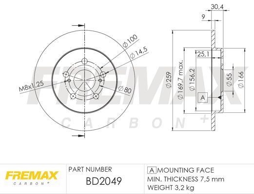 FREMAX Тормозной диск BD-2049