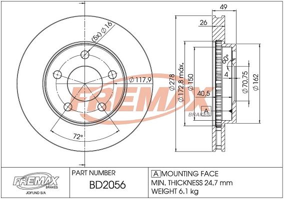 FREMAX Тормозной диск BD-2056
