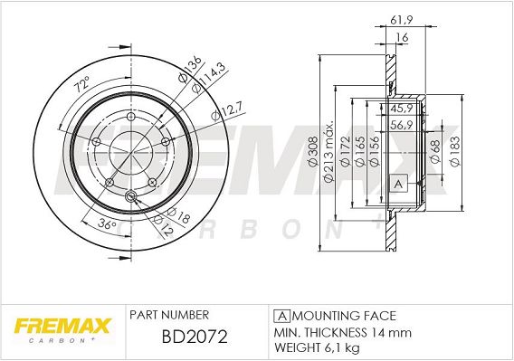 FREMAX stabdžių diskas BD-2072