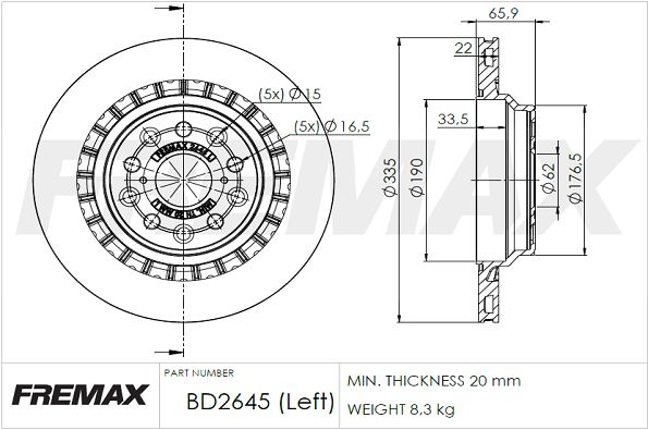 FREMAX stabdžių diskas BD-2645