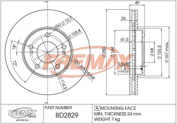 FREMAX stabdžių diskas BD-2829