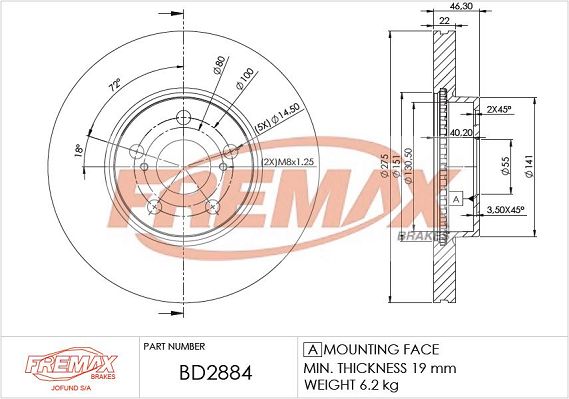 FREMAX Тормозной диск BD-2884