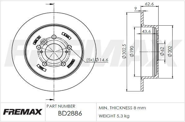 FREMAX Тормозной диск BD-2886