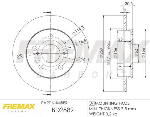 FREMAX stabdžių diskas BD-2889