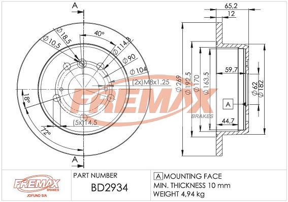 FREMAX stabdžių diskas BD-2934