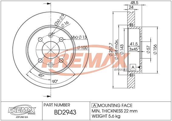 FREMAX Тормозной диск BD-2943