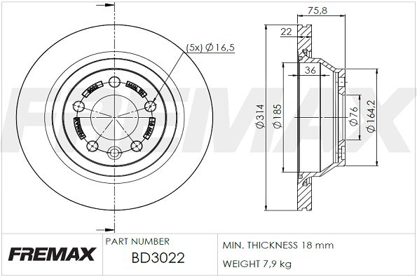 FREMAX stabdžių diskas BD-3022