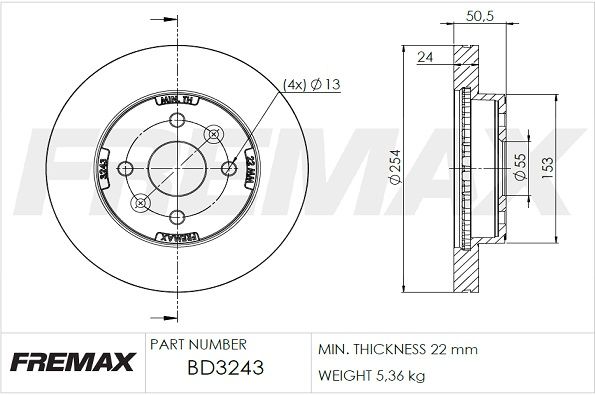 FREMAX Тормозной диск BD-3243