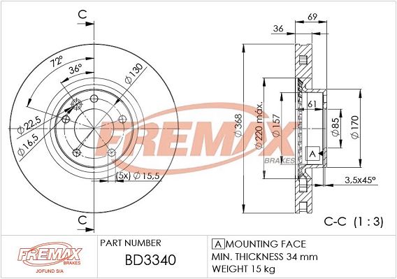 FREMAX Тормозной диск BD-3340
