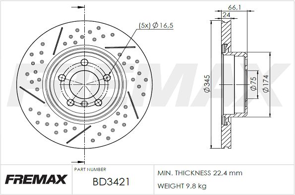FREMAX Тормозной диск BD-3421