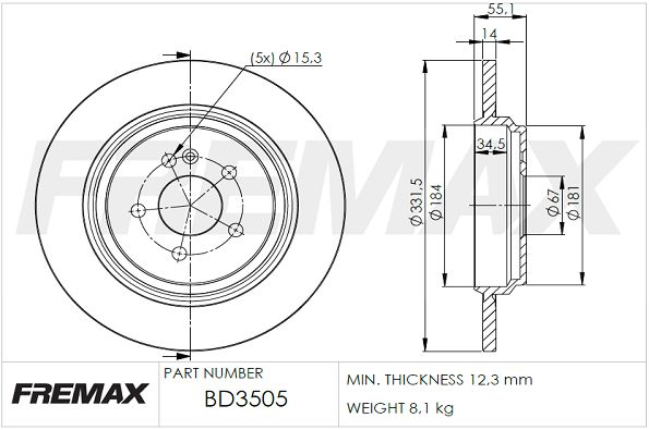 FREMAX stabdžių diskas BD-3505
