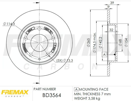 FREMAX stabdžių diskas BD-3564