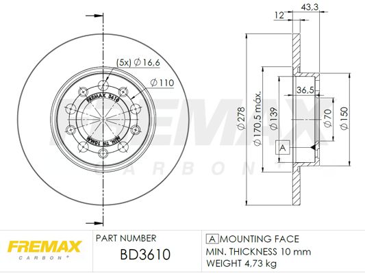 FREMAX stabdžių diskas BD-3610