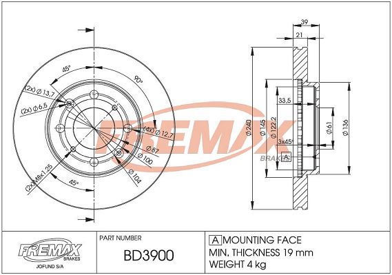 FREMAX Тормозной диск BD-3900