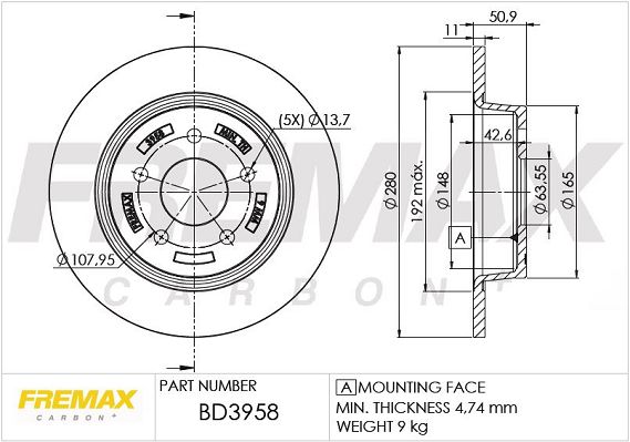 FREMAX Тормозной диск BD-3958