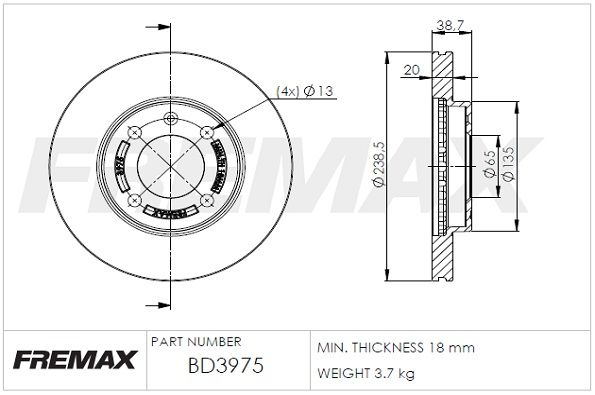 FREMAX Тормозной диск BD-3975