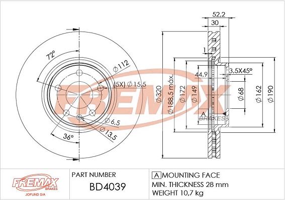 FREMAX stabdžių diskas BD-4039