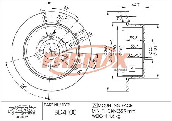 FREMAX stabdžių diskas BD-4100