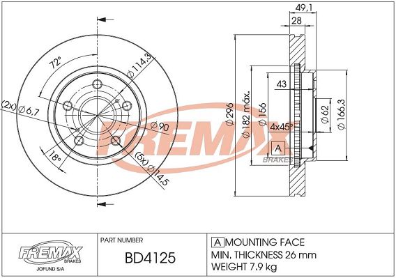 FREMAX Тормозной диск BD-4125