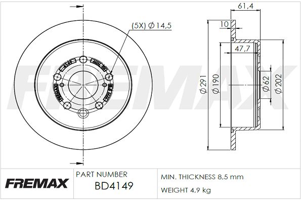 FREMAX Тормозной диск BD-4149